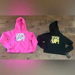 NWT Nike girls hoodies Sz 6x black pink metallic 2 total bundle lot